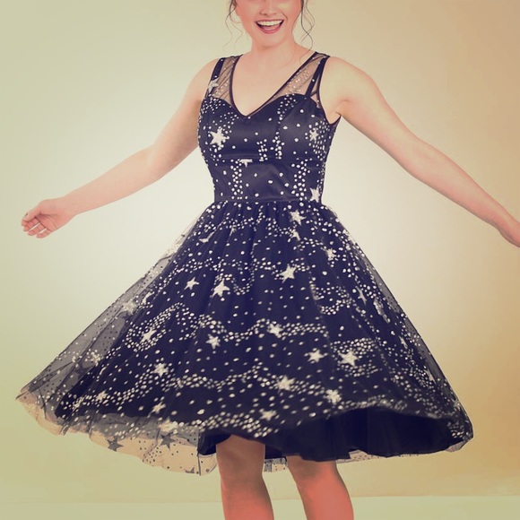 cosmos party dress black glitter